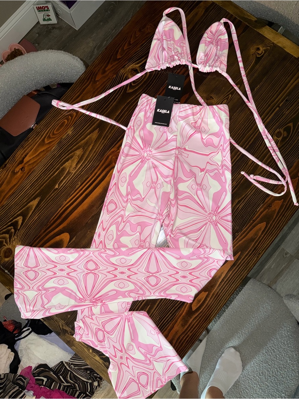 Kasela Studios Pink Swirl Boot Cut Pants